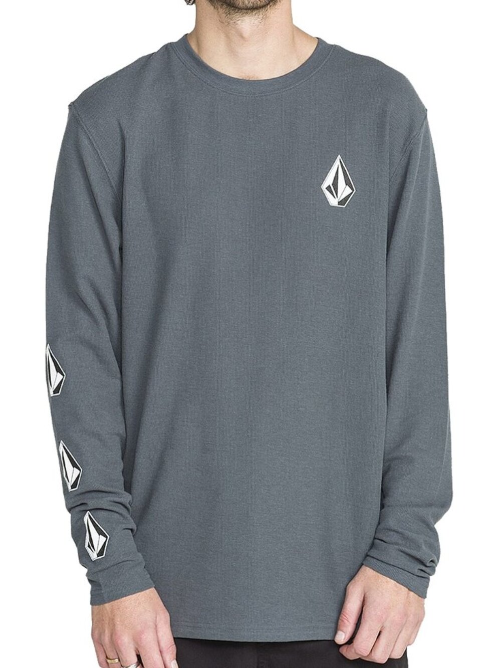 New! Volcom Thermal Shirt Stone Logo Graphic Waffle Knit Men's XXL